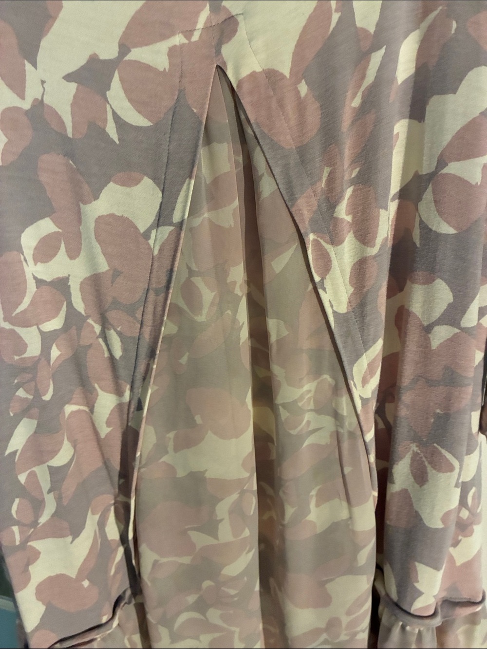 LOGO by Lori Goldstein Dusty Pink and Cream Floral Scoop Neck Tunic - Picture 3 of 5